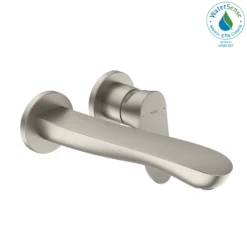 TOTO GO 1.2 GPM Wall-Mount Single-Handle L Bathroom Faucet with COMFORT GLIDE Technology, Brushed Nickel, Brass, TLG01311UA#BN