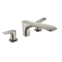 TOTO GO Two-Handle Deck-Mount Roman Tub Filler Trim, Brushed Nickel, Brass, TBG01201U#BN