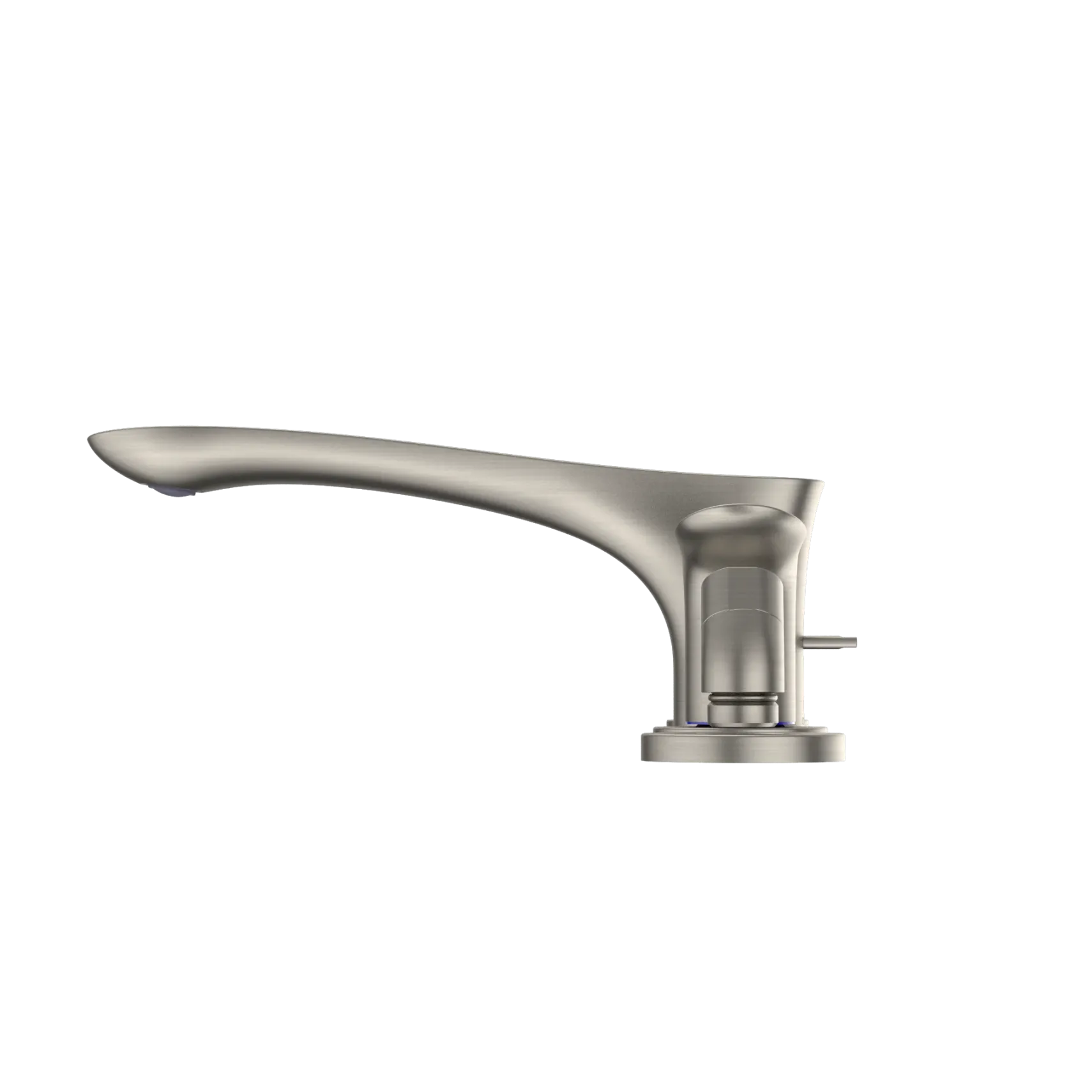 TOTO GO Two-Handle Deck-Mount Roman Tub Filler Trim with Handshower, Brushed Nickel, Brass, TBG01202U#BN