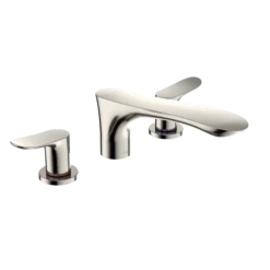 TOTO GO Two-Handle Deck-Mount Roman Tub Filler Trim, Polished Nickel, Brass, TBG01201U#PN
