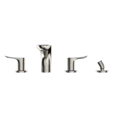 TOTO GO Two-Handle Deck-Mount Roman Tub Filler Trim with Handshower, Polished Nickel, Brass, TBG01202U#PN