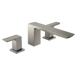 TOTO GR Two-Handle Deck-Mount Roman Tub Filler Trim, Brushed Nickel, Brass, TBG02201U#BN