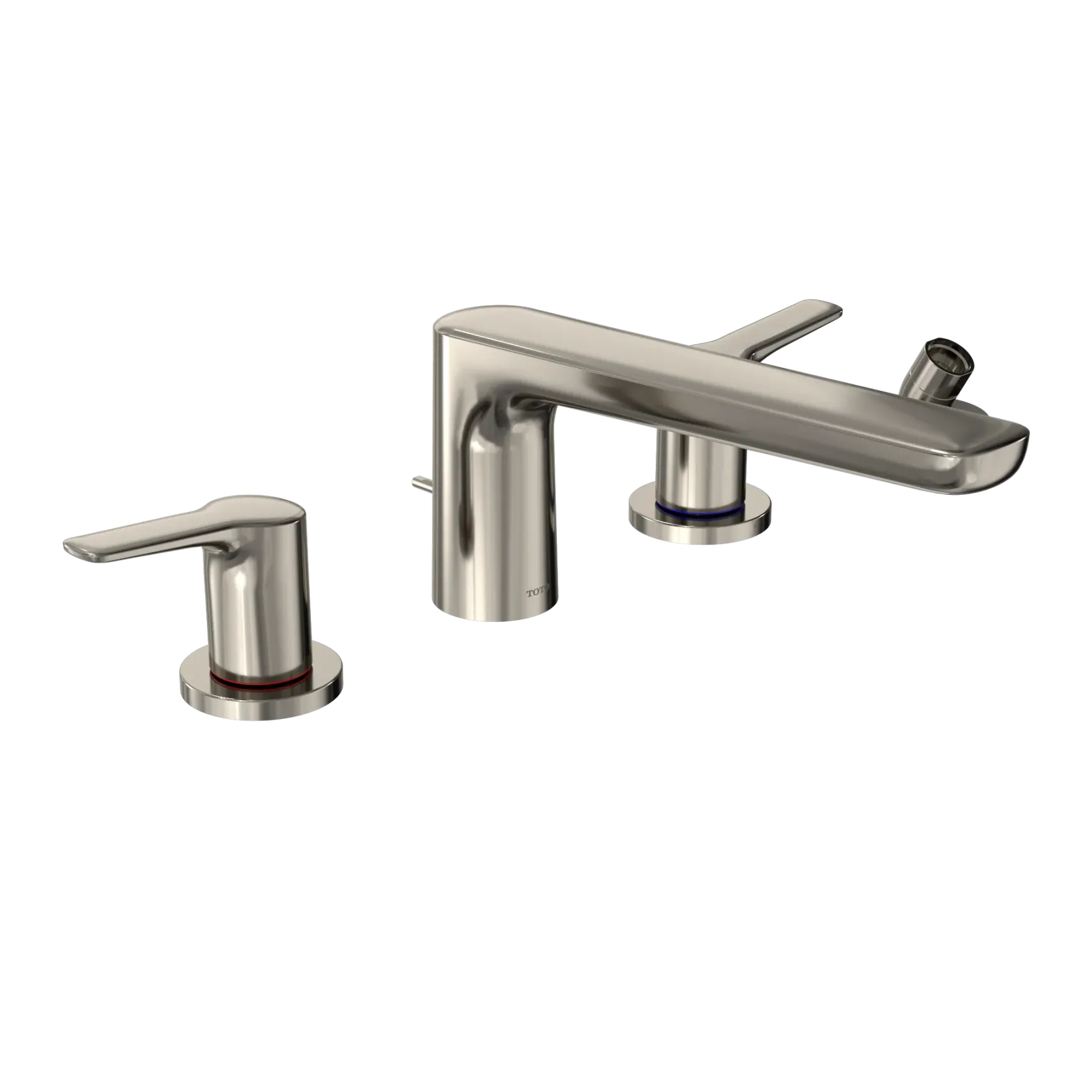 TOTO GS Four-hole Deck-Mount Roman Tub Filler Trim with Handshower, Polished Nickel, Brass, TBG03202U#PN
