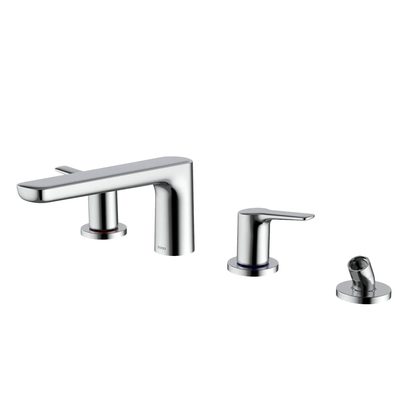 TOTO GS Four-hole Deck-Mount Roman Tub Filler Trim with Handshower, Polished Chrome, Brass, TBG03202U#CP