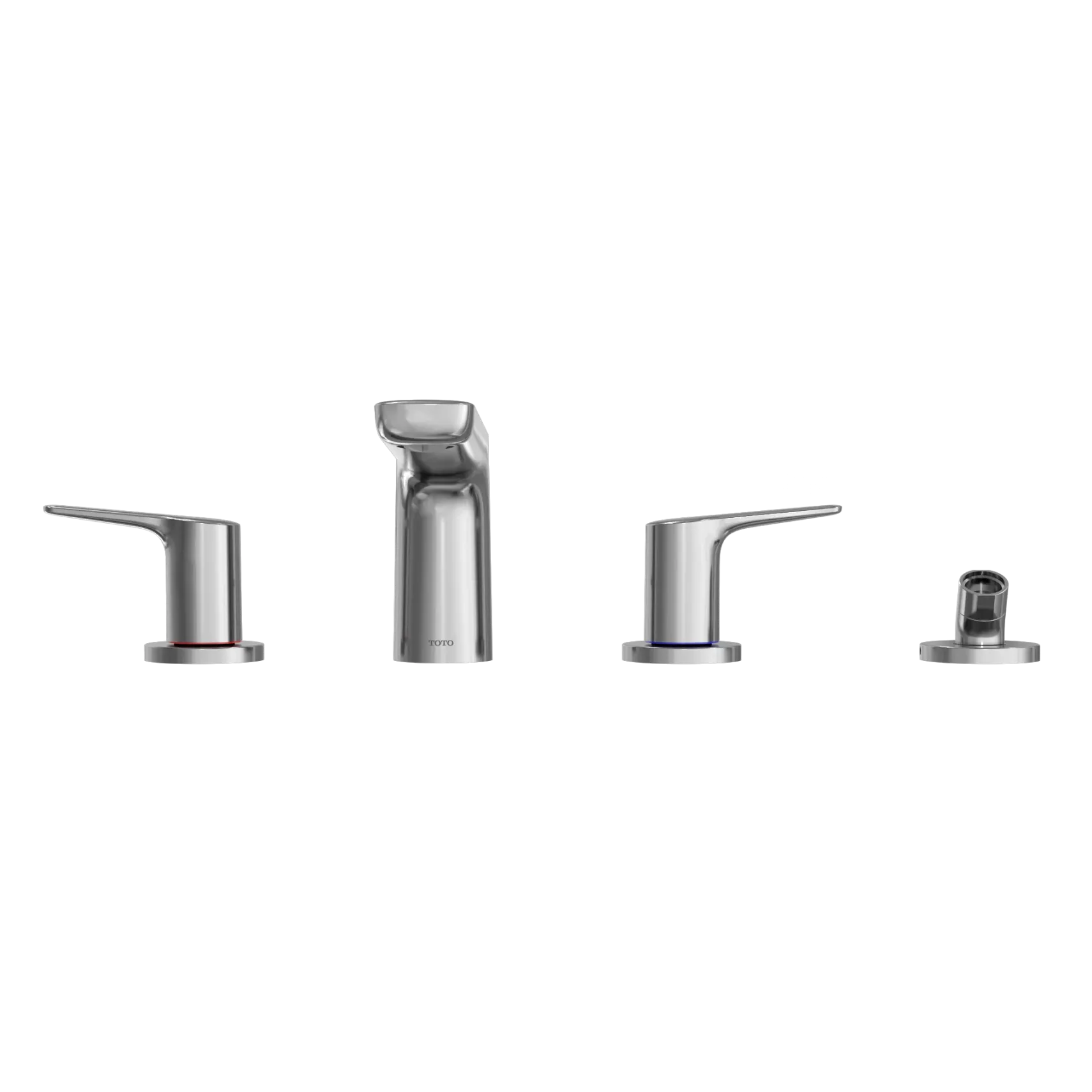 TOTO GS Four-hole Deck-Mount Roman Tub Filler Trim with Handshower, Polished Chrome, Brass, TBG03202U#CP