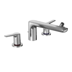 TOTO GS Four-hole Deck-Mount Roman Tub Filler Trim with Handshower, Polished Chrome, Brass, TBG03202U#CP