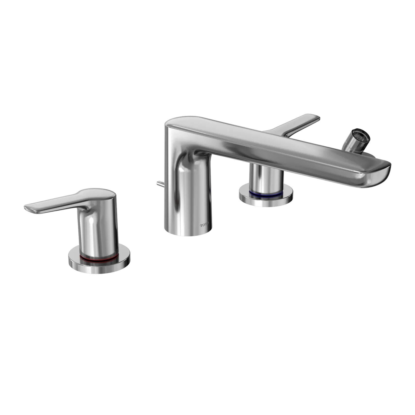 TOTO GS Four-hole Deck-Mount Roman Tub Filler Trim with Handshower, Polished Chrome, Brass, TBG03202U#CP