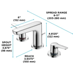 TOTO GS Series 1.2 GPM Two Handle Widespread Bathroom Sink Faucet with Drain Assembly, Polished Chrome, Brass, TLG03201U#CP
