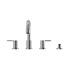 TOTO LB Two-Handle Deck-Mount Roman Tub Filler Trim with Handshower, Polished Chrome, Brass, TBS01202U#CP