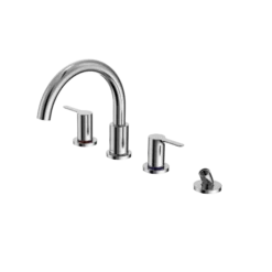 TOTO LB Two-Handle Deck-Mount Roman Tub Filler Trim with Handshower, Polished Chrome, Brass, TBS01202U#CP