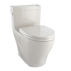 TOTO Legato WASHLET+ One-Piece Elongated 1.28 GPF Universal Height Skirted Toilet with CEFIONTECT, Bone, Vitreous China, MS624124CEFG#03