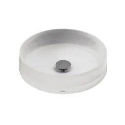 TOTO Luminist Round Vessel Bathroom Sink, Frosted White, Epoxy Resin, LLT150#61
