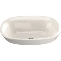 TOTO Maris Oval Semi-Recessed Vessel Bathroom Sink with CEFIONTECT, Sedona Beige, Vitreous China, LT480G#12
