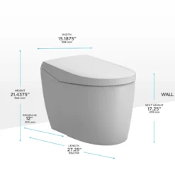 Toto NEOREST AS Dual Flush 1.0 or 0.8 GPF Toilet with Integrated Bidet Seat and EWATER+, Cotton White, Vitreous China|Plastic, MS8551CUMFG#01