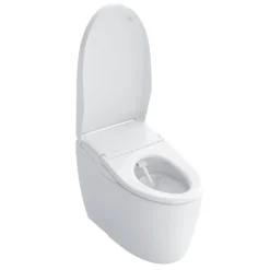 Toto NEOREST AS Dual Flush 1.0 or 0.8 GPF Toilet with Integrated Bidet Seat and EWATER+, Cotton White, Vitreous China|Plastic, MS8551CUMFG#01