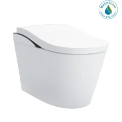 TOTO NEOREST LS Dual Flush 1.0 or 0.8 GF Integrated Bidet Toilet, Cotton White with Black Trim, Vitreous China and Plastic, MS8732CUMFG#01B