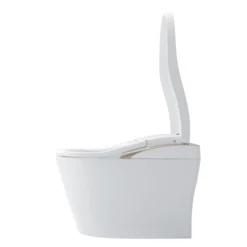 TOTO NEOREST LS Dual Flush 1.0 or 0.8 GF Integrated Bidet Toilet, Cotton White with Nickel Trim, Vitreous China and Plastic, MS8732CUMFG#01N