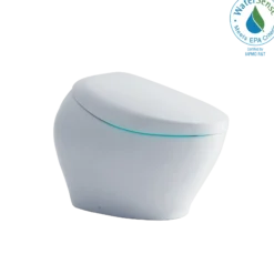 TOTO NEOREST NX2 Dual Flush 1.0 or 0.8 GPF Toilet with Integrated Bidet Seat and EWATER+ and ACTILIGHT, Cotton White, Vitreous China, MS903CUMFX#01