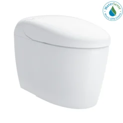Toto NEOREST RS Dual Flush 1.0 or 0.8 GPF Toilet with Integrated Bidet Seat and EWATER+, Cotton White, Vitreous China|Plastic, MS8341CUMFG#01