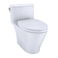 TOTO Nexus 1G One-Piece Elongated 1.0 GPF Universal Height Toilet with CEFIONTECT and SS124 SoftClose Seat, WASHLET+ Ready, Cotton White, Vitreous China, MS642124CUFG#01