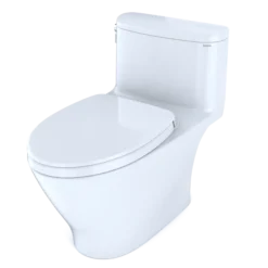TOTO Nexus 1G One-Piece Elongated 1.0 GPF Universal Height Toilet with CEFIONTECT and SS124 SoftClose Seat, WASHLET+ Ready, Cotton White, Vitreous China, MS642124CUFG#01