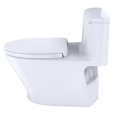 TOTO Nexus 1G One-Piece Elongated 1.0 GPF Universal Height Toilet with CEFIONTECT and SS124 SoftClose Seat, WASHLET+ Ready, Cotton White, Vitreous China, MS642124CUFG#01