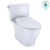 TOTO Nexus 1G Two-Piece Elongated 1.0 GPF Universal Height Toilet with CEFIONTECT and SS234 SoftClose Seat, WASHLET+ Ready, Cotton White, Vitreous China, MS442234CUFG#01