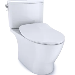 TOTO Nexus 1G Two-Piece Elongated 1.0 GPF Universal Height Toilet with CEFIONTECT and SS234 SoftClose Seat, WASHLET+ Ready, Cotton White, Vitreous China, MS442234CUFG#01