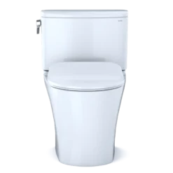 TOTO Nexus 1G Two-Piece Elongated 1.0 GPF Universal Height Toilet with CEFIONTECT and SS234 SoftClose Seat, WASHLET+ Ready, Cotton White, Vitreous China, MS442234CUFG#01