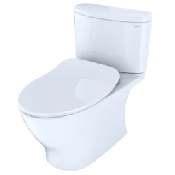 TOTO Nexus 1G Two-Piece Elongated 1.0 GPF Universal Height Toilet with CEFIONTECT and SS234 SoftClose Seat, WASHLET+ Ready, Cotton White, Vitreous China, MS442234CUFG#01