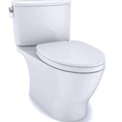 TOTO Nexus 1G Two-Piece Elongated 1.0 GPF Universal Height Toilet with CEFIONTECT and SS124 SoftClose Seat, WASHLET+ Ready, Cotton White, Vitreous China, MS442124CUFG#01