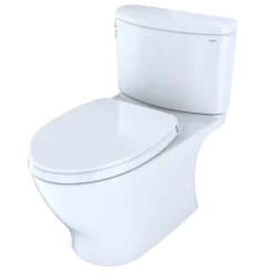 TOTO Nexus 1G Two-Piece Elongated 1.0 GPF Universal Height Toilet with CEFIONTECT and SS124 SoftClose Seat, WASHLET+ Ready, Cotton White, Vitreous China, MS442124CUFG#01