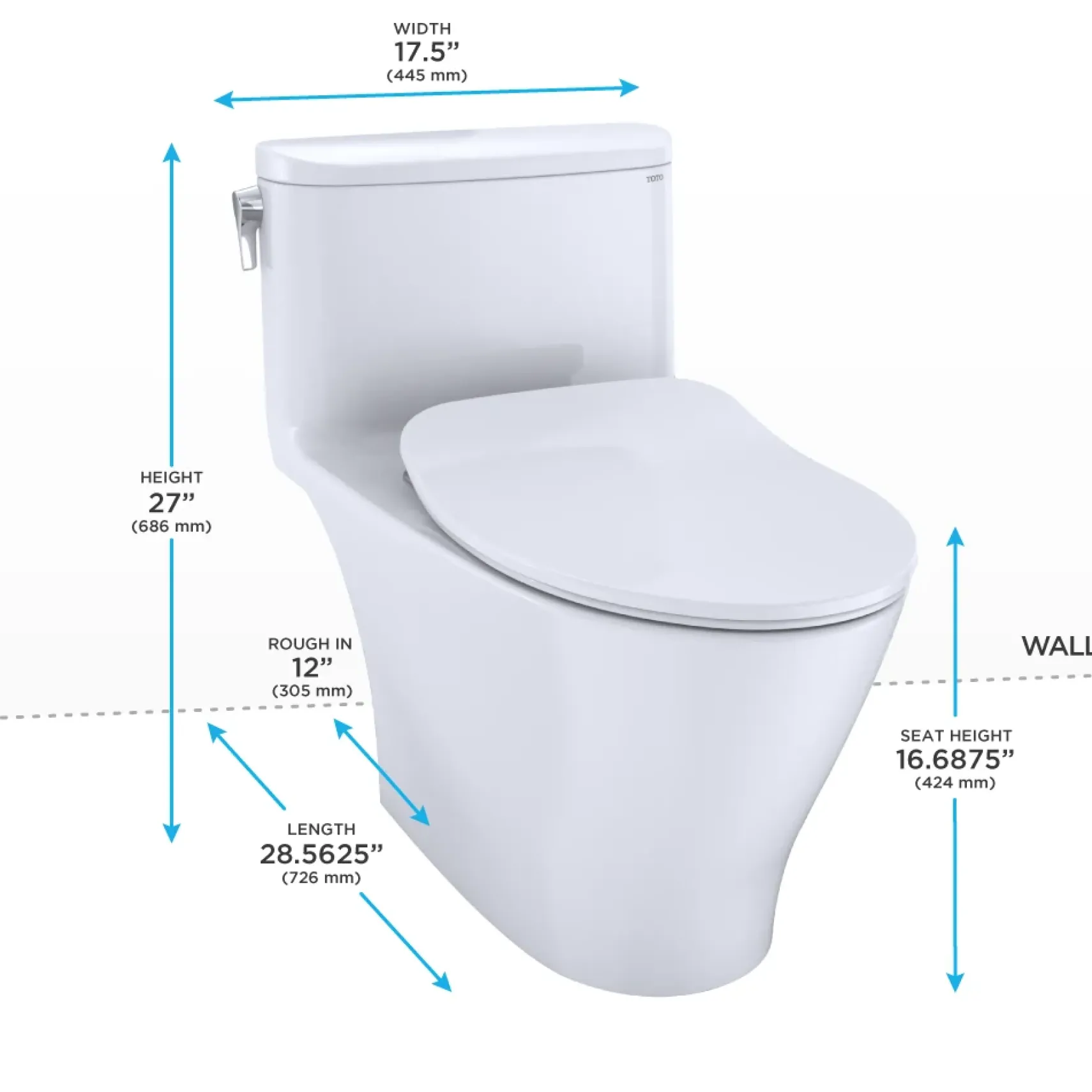 TOTO Nexus One-Piece Elongated 1.28 GPF Universal Height Toilet with CEFIONTECT and SS234 SoftClose Seat, WASHLET+ Ready, Cotton White, Vitreous China, MS642234CEFG#01