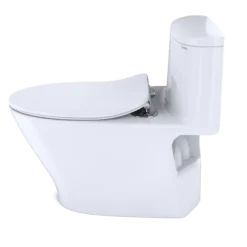 TOTO Nexus One-Piece Elongated 1.28 GPF Universal Height Toilet with CEFIONTECT and SS234 SoftClose Seat, WASHLET+ Ready, Cotton White, Vitreous China, MS642234CEFG#01