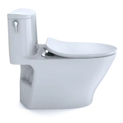 TOTO Nexus One-Piece Elongated 1.28 GPF Universal Height Toilet with CEFIONTECT and SS234 SoftClose Seat, WASHLET+ Ready, Cotton White, Vitreous China, MS642234CEFG#01