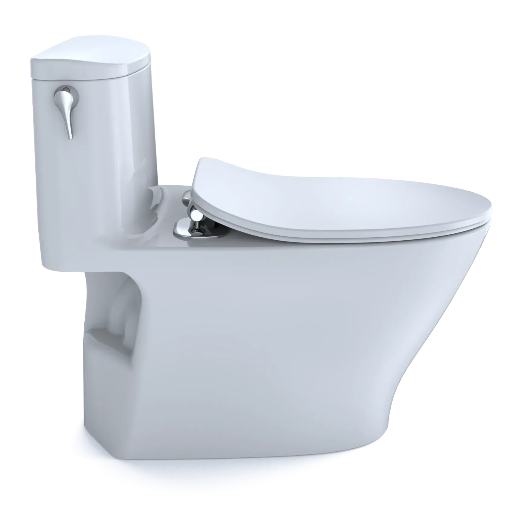 TOTO Nexus One-Piece Elongated 1.28 GPF Universal Height Toilet with CEFIONTECT and SS234 SoftClose Seat, WASHLET+ Ready, Cotton White, Vitreous China, MS642234CEFG#01