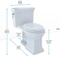TOTO Promenade II One-Piece Elongated 1.28 GPF Universal Height Toilet, Ebony, Vitreous China, MS814224CEF#51