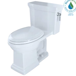 TOTO Promenade II One-Piece Elongated 1.28 GPF Universal Height Toilet with CEFIONTECT and Right-Hand Trip Lever, Cotton White, Vitreous China, MS814224CEFRG#01