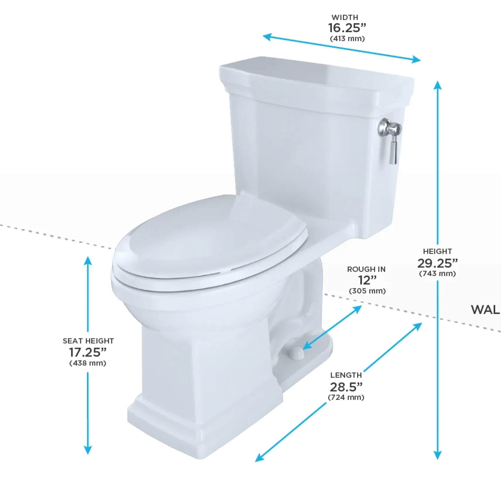 TOTO Promenade II One-Piece Elongated 1.28 GPF Universal Height Toilet with CEFIONTECT and Right-Hand Trip Lever, Cotton White, Vitreous China, MS814224CEFRG#01