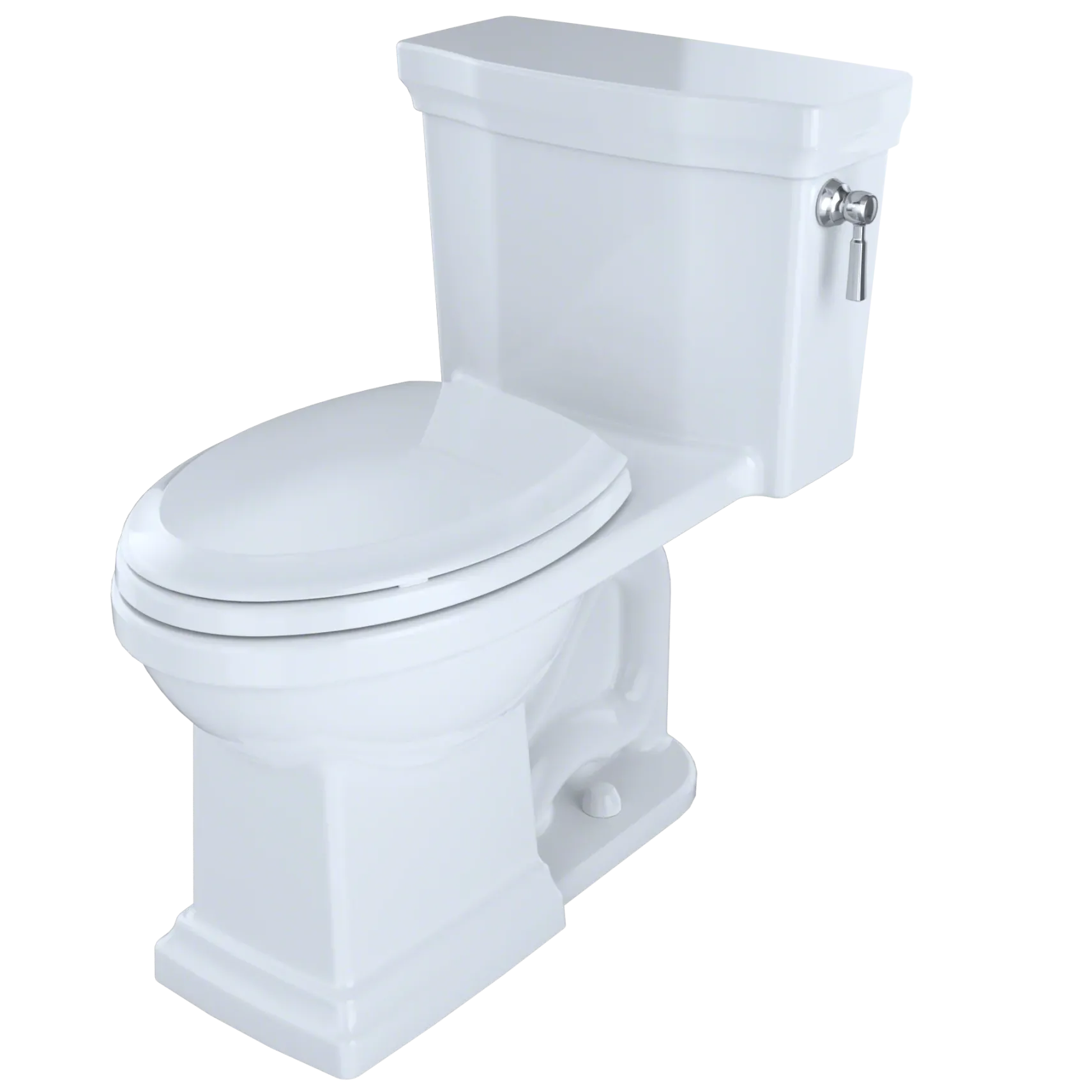TOTO Promenade II One-Piece Elongated 1.28 GPF Universal Height Toilet with CEFIONTECT and Right-Hand Trip Lever, Cotton White, Vitreous China, MS814224CEFRG#01