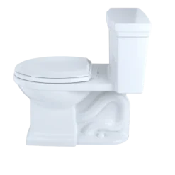 TOTO Promenade II One-Piece Elongated 1.28 GPF Universal Height Toilet with CEFIONTECT and Right-Hand Trip Lever, Cotton White, Vitreous China, MS814224CEFRG#01