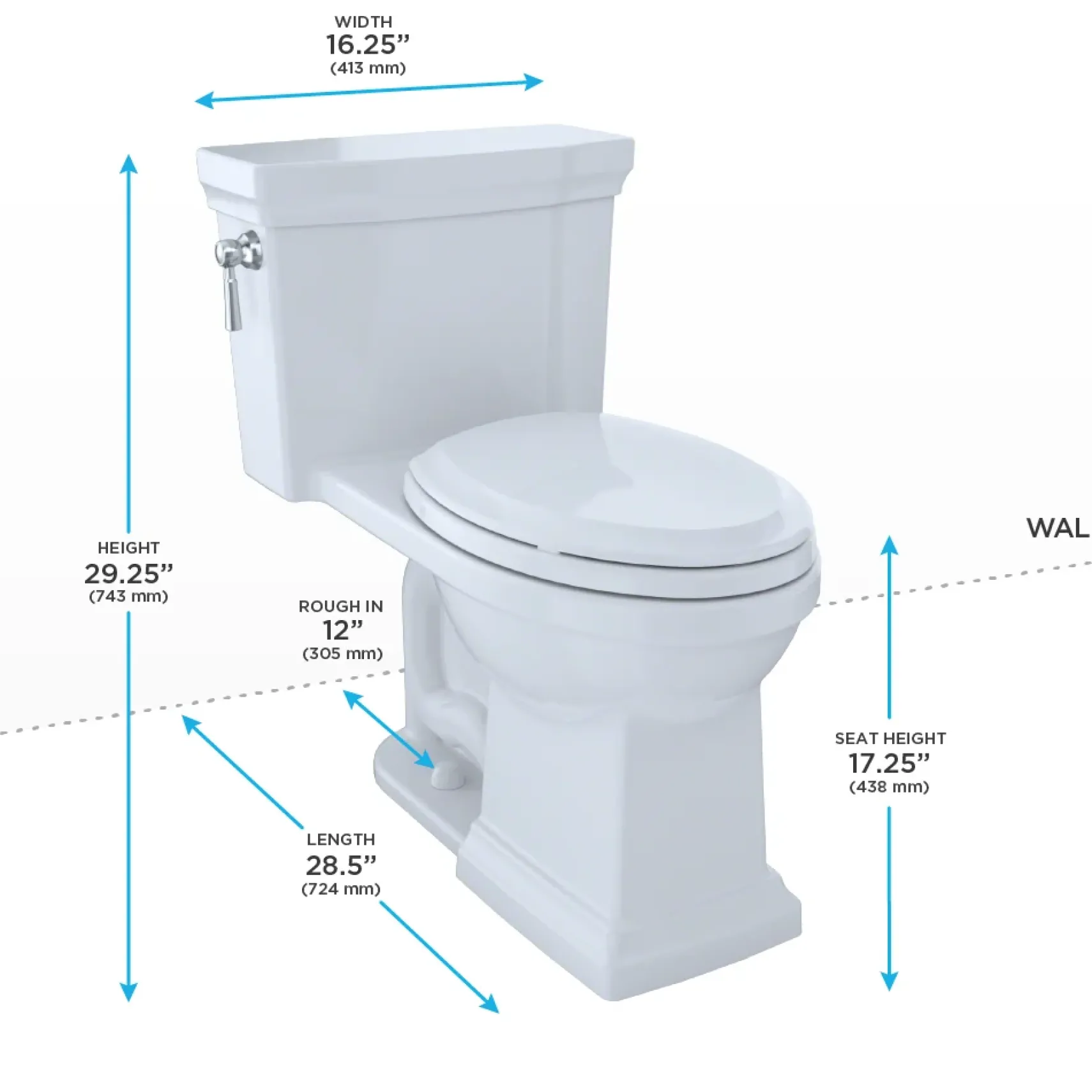 TOTO Promenade II One-Piece Elongated 1.28 GPF Universal Height Toilet with CEFIONTECT, Colonial White, Vitreous China, MS814224CEFG#11