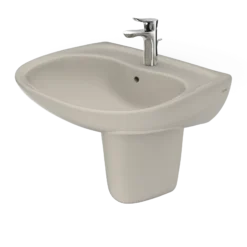 TOTO Prominence Oval Wall-Mount Bathroom Sink with CeFiONtect and Shroud for Single Hole Faucets, Bone, Vitreous China, LHT242G#03