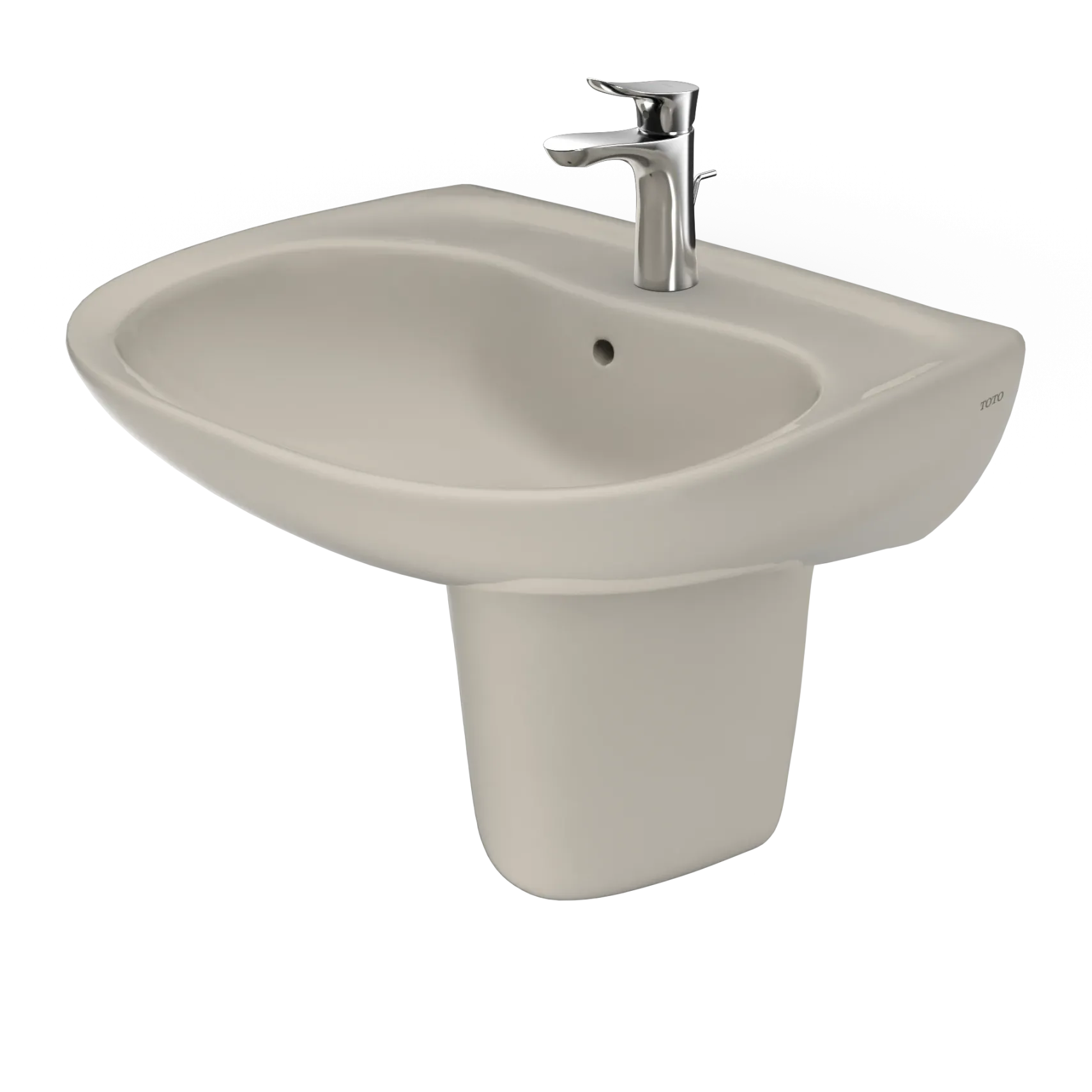 TOTO Prominence Oval Wall-Mount Bathroom Sink with CeFiONtect and Shroud for Single Hole Faucets, Bone, Vitreous China, LHT242G#03