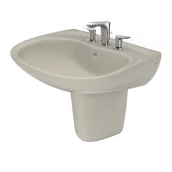 TOTO Prominence Oval Wall-Mount Bathroom Sink with CEFIONTECT and Shroud for 8 Inch Center Faucets, Bone, Vitreous China, LHT242.8G#03