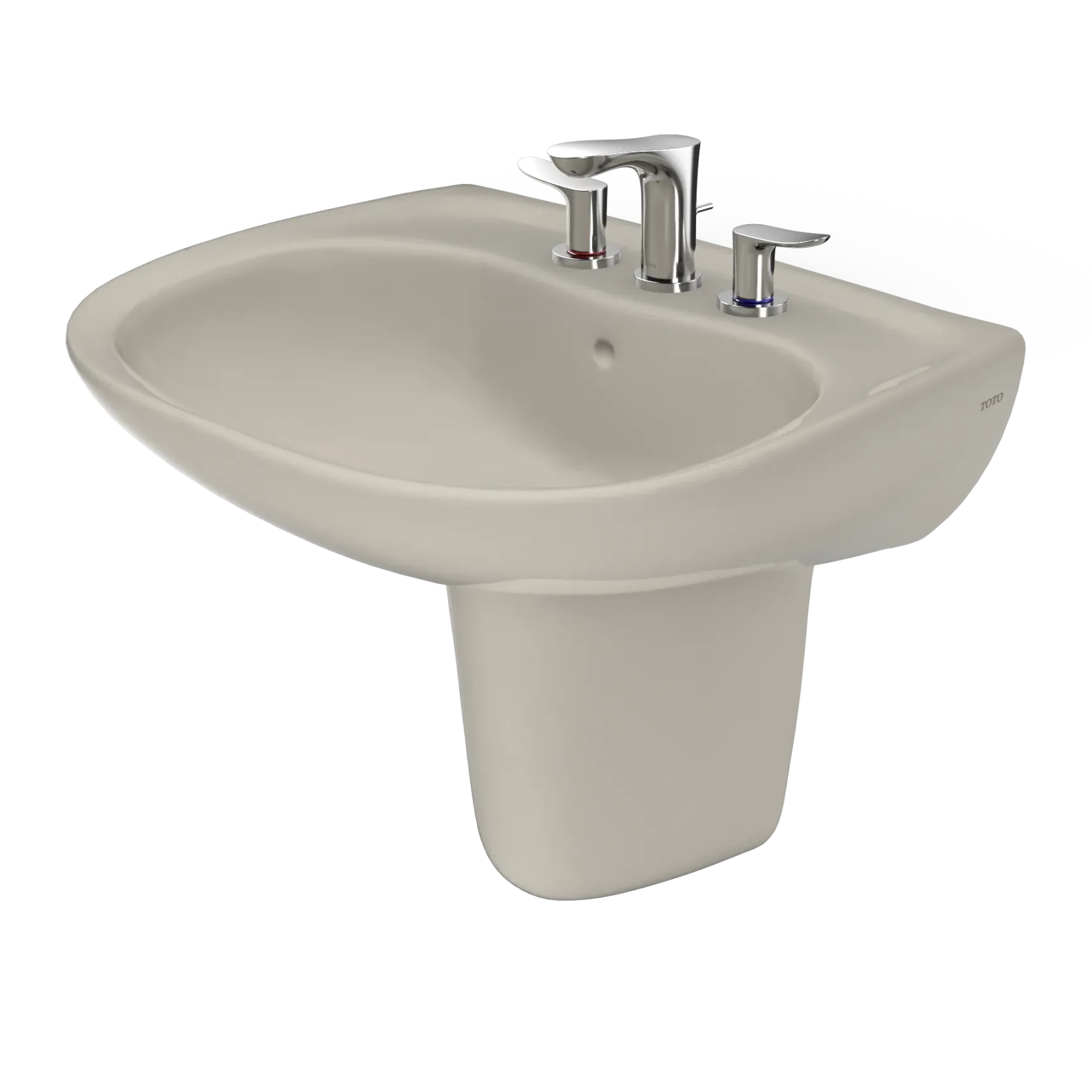 TOTO Prominence Oval Wall-Mount Bathroom Sink with CEFIONTECT and Shroud for 8 Inch Center Faucets, Bone, Vitreous China, LHT242.8G#03
