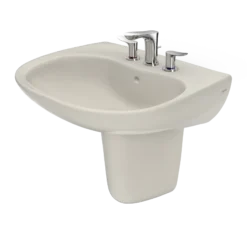 TOTO Prominence Oval Wall-Mount Bathroom Sink with CEFIONTECT and Shroud for 8 Inch Center Faucets, Sedona Beige, Vitreous China, LHT242.8G#12