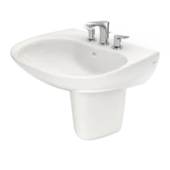 TOTO Prominence Oval Wall-Mount Bathroom Sink with CEFIONTECT and Shroud for 8 Inch Center Faucets, Colonial White, Vitreous China, LHT242.8G#11