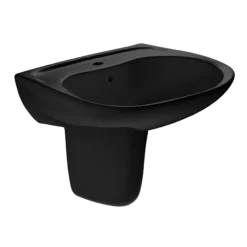 TOTO Prominence Oval Wall-Mount Bathroom Sink and Shroud for Single Hole Faucets, Ebony, Vitreous China, LHT242#51