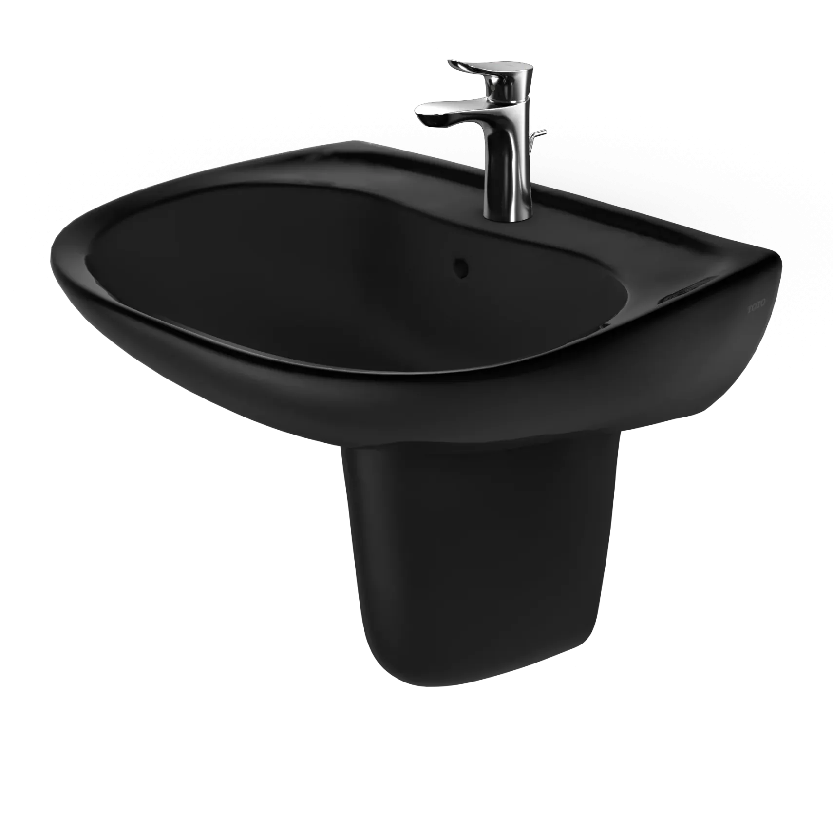 TOTO Prominence Oval Wall-Mount Bathroom Sink and Shroud for Single Hole Faucets, Ebony, Vitreous China, LHT242#51